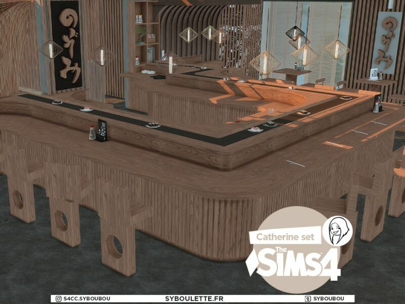 sims 4 cc catherine sushis restaurant set by syboulette 7