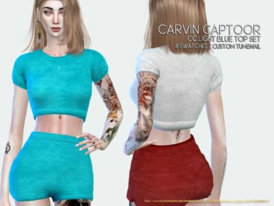 Cc.light Blue TOP SET Sims 4 CC