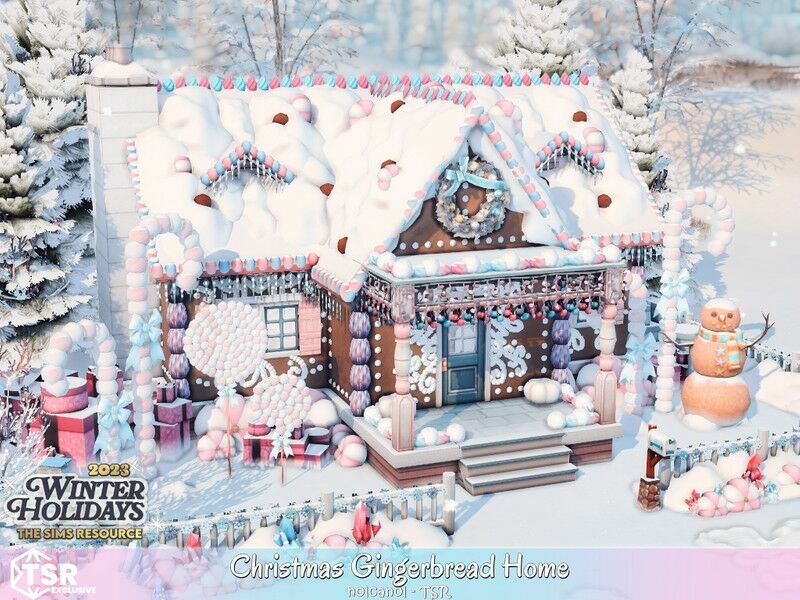 Christmas Gingerbread Home NO CC Sims 4 CC Download