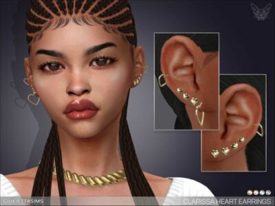 Clarissa Heart Earrings By Feyona Sims 4 CC