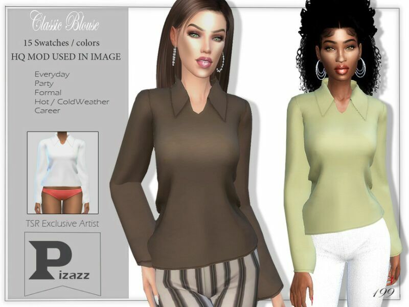 Classic Blouse By Pizazz Sims 4 CC