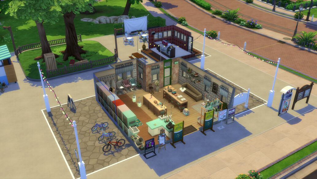 sims 4 cc cling laundromat cafe by collettee6 2