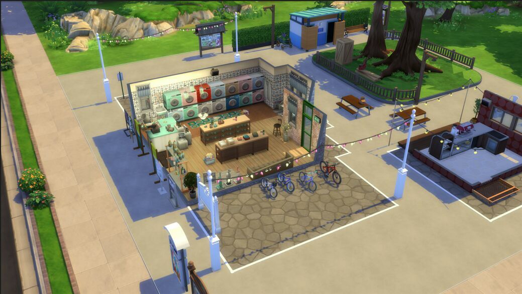 sims 4 cc cling laundromat cafe by collettee6 5