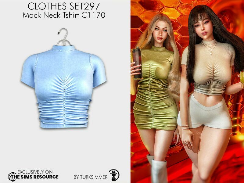 Clothes SET297 – Mock Neck Tshirt C1170 By Turksimmer Sims 4 CC