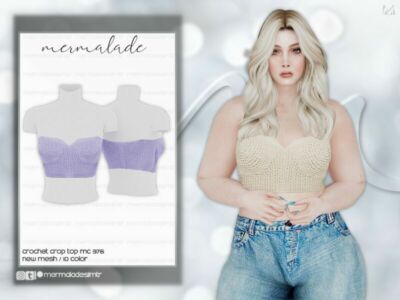 Crochet Crop TOP MC376 By Mermaladesimtr Sims 4 CC