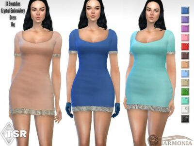 Crystal Trim Mini Dress By Harmonia Sims 4 CC