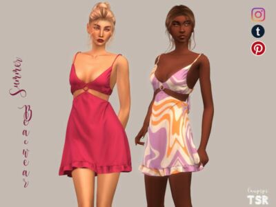 Cut-Out Dress – DR457 By Laupipi Sims 4 CC