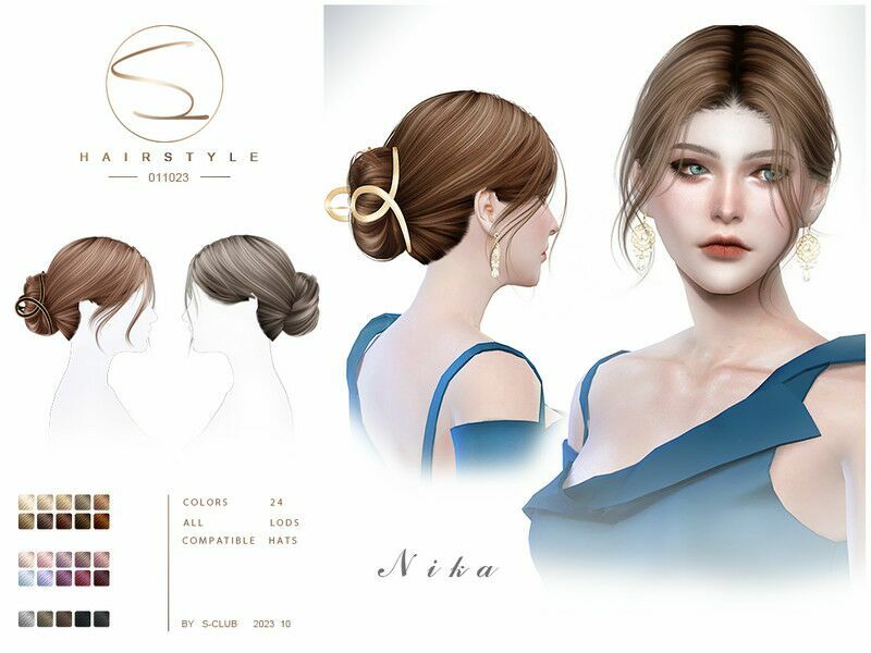 Cute Updo Hairstyle Nika (011023) Sims 4 CC