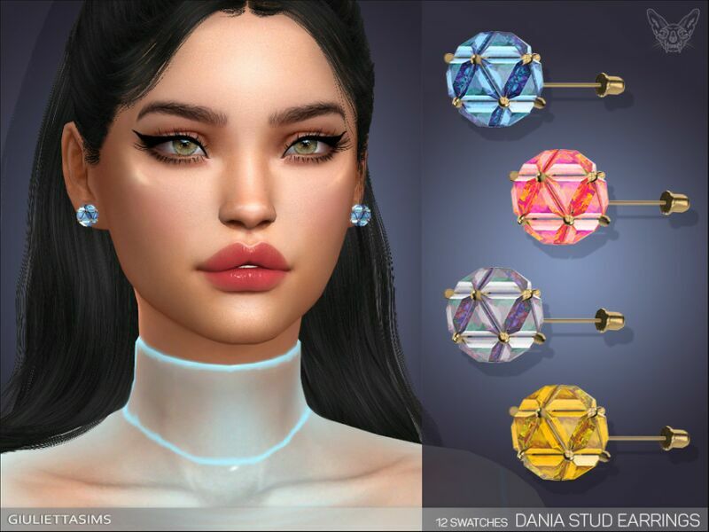 Dania Stud Earrings By Feyona Sims 4 CC