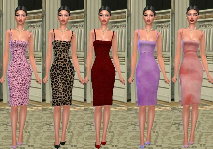 sims 4 cc deep decollete mid dress by raaveclas 2