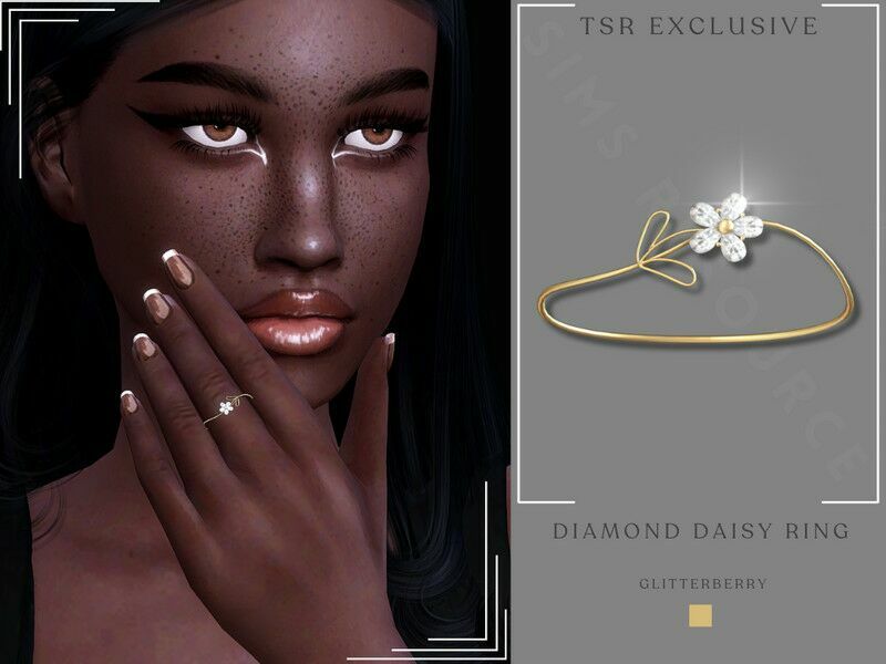 Diamond Daisy Ring By Glitterberryfly Sims 4 CC