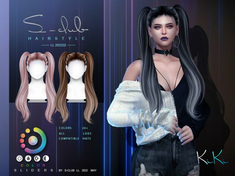 Double Tail Hairstyle (Kiki) By S-Club Sims 4 CC