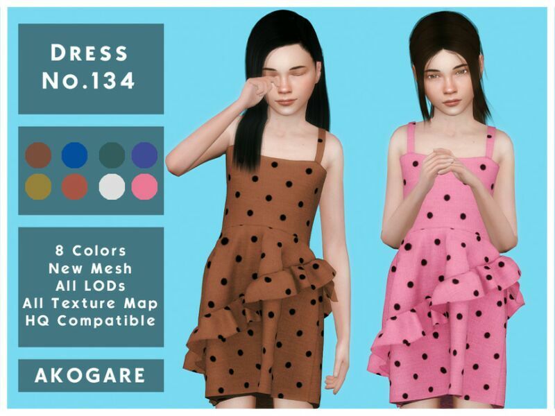 Dress NO.134 By _Akogare_ Sims 4 CC