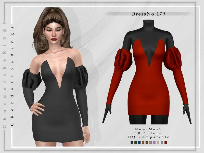 Dress NO.179 By Chordoftherings Sims 4 CC