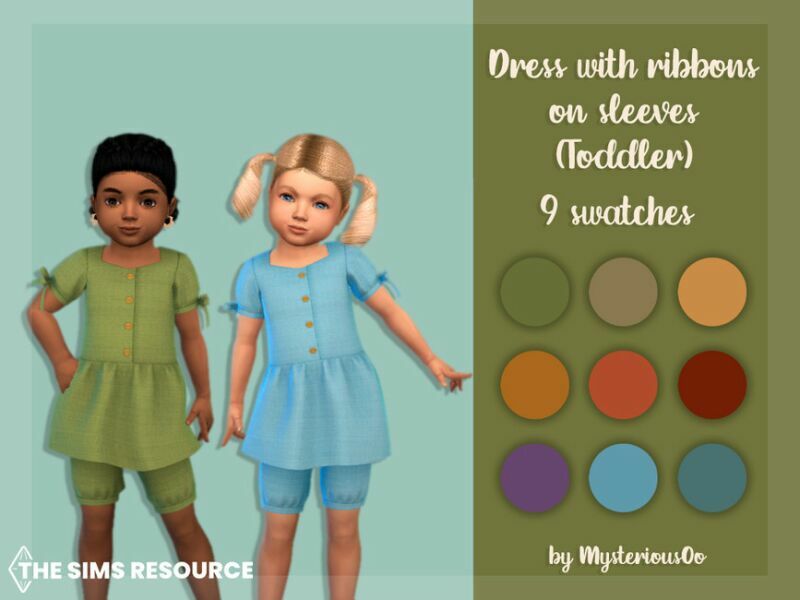 Dress With Ribbons ON Sleeves Toddler By Mysteriousoo Sims 4 CC