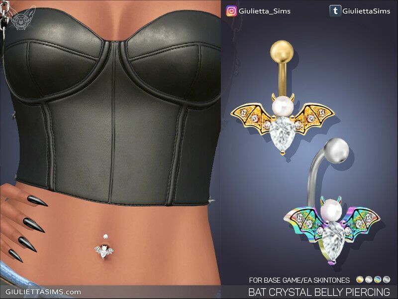 EA Skintones – BAT Crystal Belly Piercing By Feyona Sims 4 CC