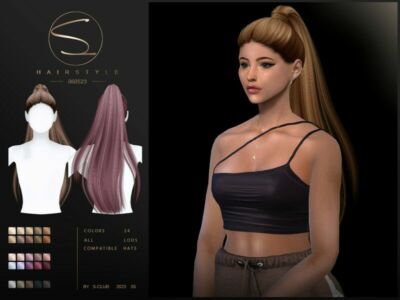 “Elegant Ponytail Hairstyle 070523 (Paris) By S-Club For / Female” Sims 4 CC