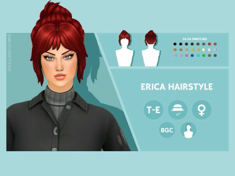 Erica Hairstyle By Simcelebrity00 Sims 4 CC