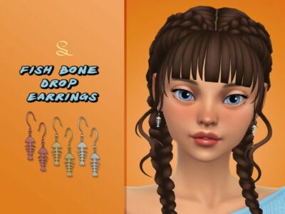 Fish Bone Drop Earrings For Adults By Simlasya Sims 4 CC