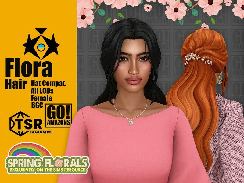 Flora Hair By Goamazons Sims 4 CC