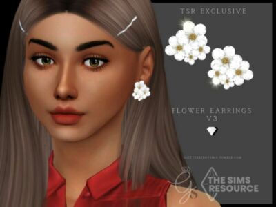 Flower Earrings V3 By Glitterberryfly Sims 4 CC