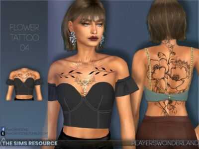 Flower Tattoo 04 By Playerswonderland Sims 4 CC