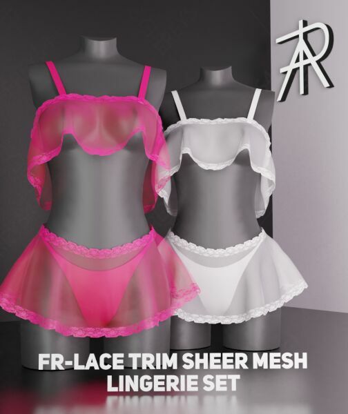 Fr-Lace Trim Sheer Mesh Lingerie SET By Freys4 Sims 4 CC