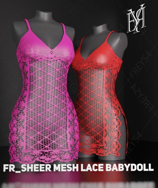 Fr_Sheer Mesh Lace Babydoll By Freys4 Sims 4 CC