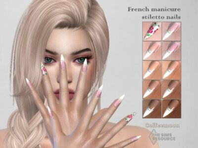 French Manicure Stiletto Nails By Coffeemoon Sims 4 CC