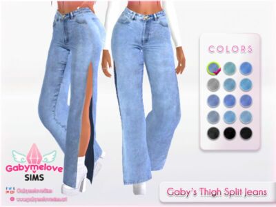 Gaby’s Thigh Split Jeans Sims 4 CC