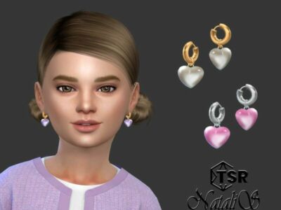 Glass Heart Hoop Earrings (Child) By Natalis Sims 4 CC