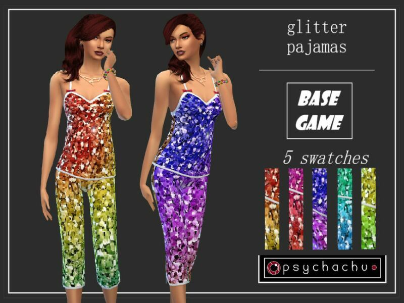 Glitter Pajamas (NY 2021) By Psychachu Sims 4 CC