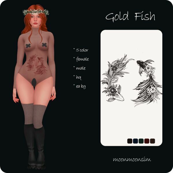 Gold Fish Tattoo By Moonmoonsim Sims 4 CC