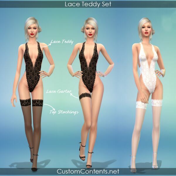 Gray Vixen Lace Teddy Sims 4 CC