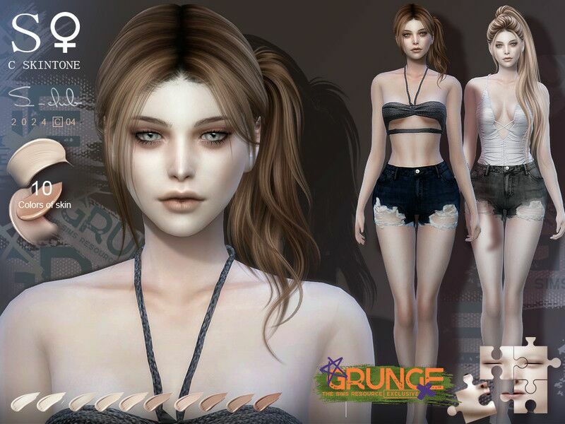 (Grunge) Female Skintones 042024 By S-Club Sims 4 CC