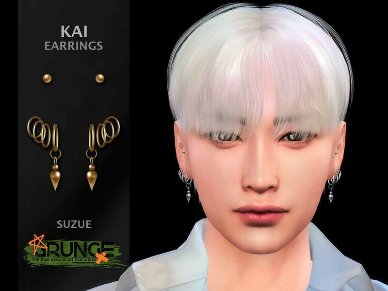 Grunge KAI Earrings By Suzue Sims 4 CC