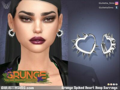 Grunge Spiked Heart Hoop Earrings By Feyona Sims 4 CC