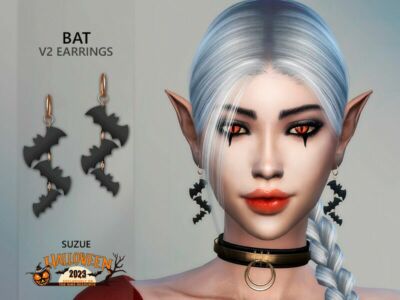 Halloween BAT V2 Earrings By Suzue Sims 4 CC