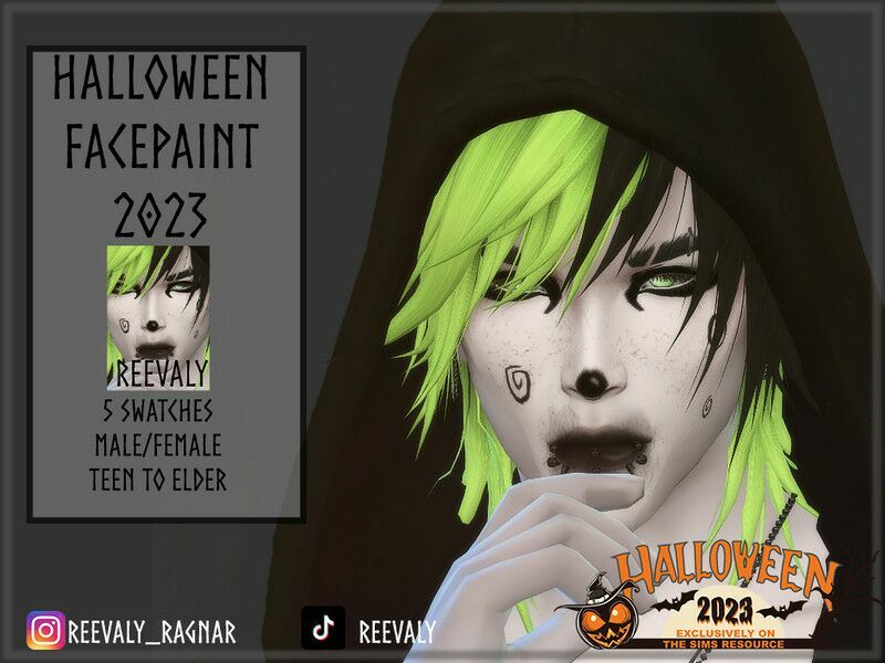 Halloween Facepaint 2023 By Reevaly Sims 4 CC