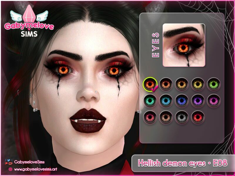 Hellish Demon Eyes • E08, Contact Lenses | Halloween CC Sims 4 CC