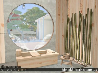 Hinoki Bathroom SET Sims 4 CC