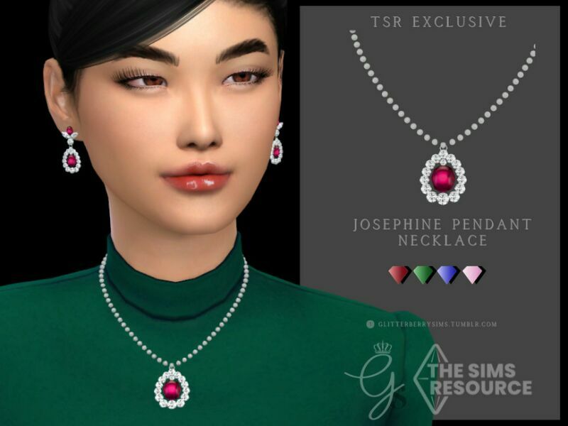 Josephine Pendant Necklace By Glitterberryfly Sims 4 CC