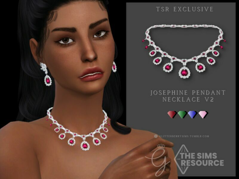 Josephine Pendant Necklace V2 By Glitterberryfly Sims 4 CC