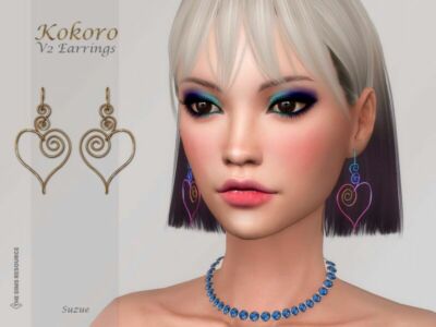 Kokoro Earrings V2 By Suzue Sims 4 CC