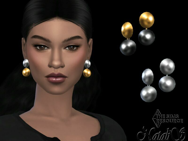 Large Metal Balls Earrings By Natalis Sims 4 CC