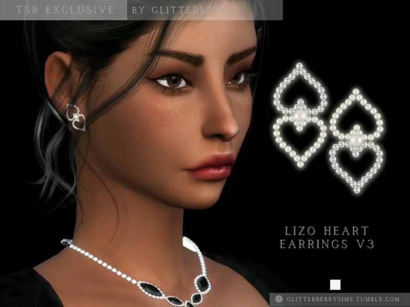 Lizo Heart Earrings V3 By Glitterberryfly Sims 4 CC