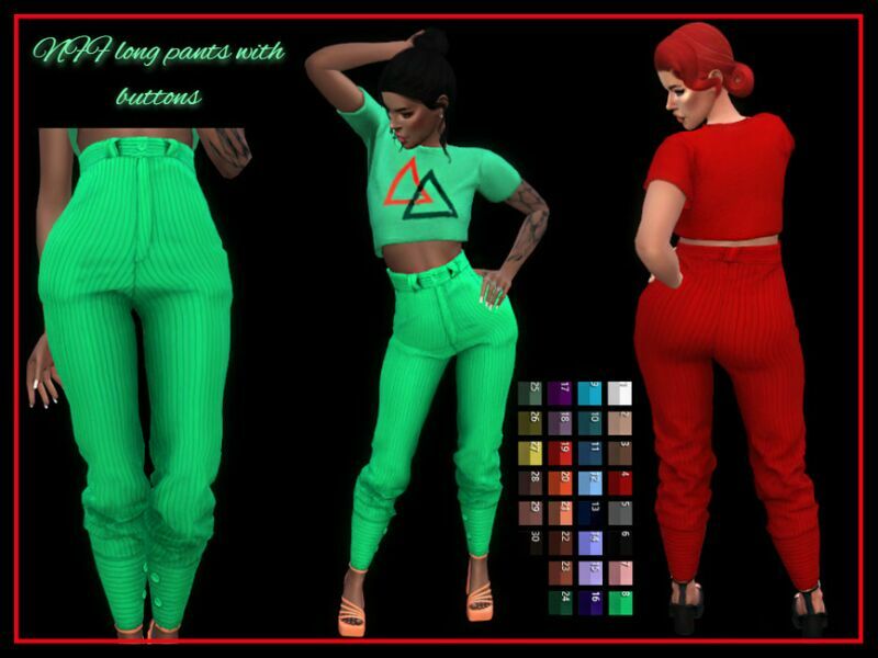 Long Pants With Buttons By Nadiafabulousflow Sims 4 CC