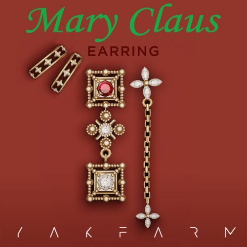 Mary Claus Earrings By Yakfarm Sims 4 CC