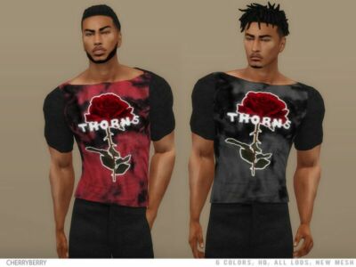 Men’S Rose T-Shirt By Cherryberrysim Sims 4 CC