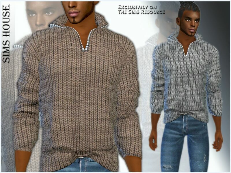 Men’S Sweater With Zipper ON The Neck Sims 4 CC